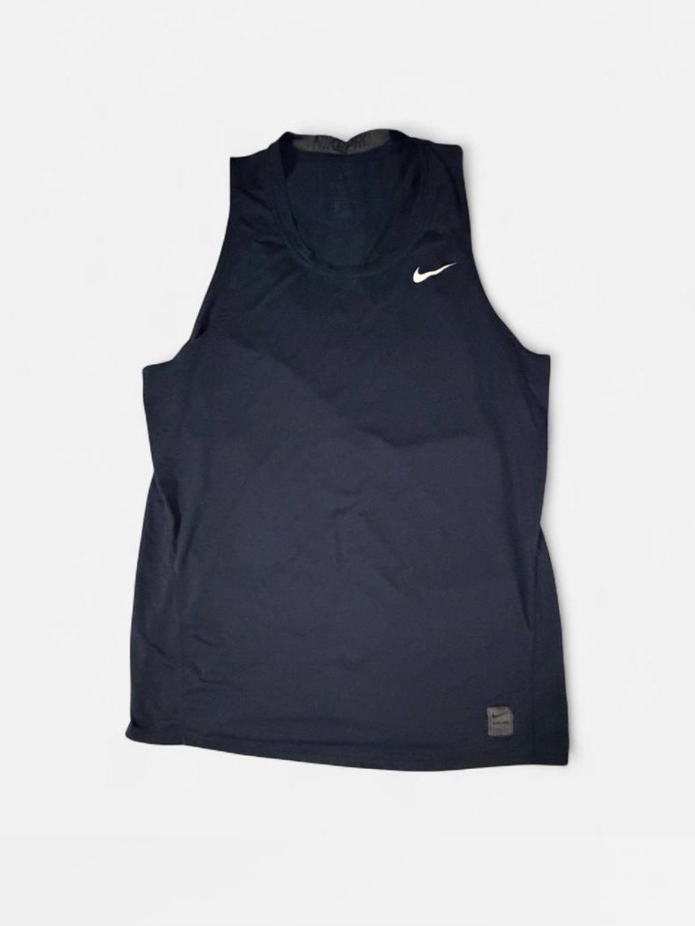 Nike Pro Men’s Navy Blue Tank with White Swoosh Logo - Fitted Dri-fit